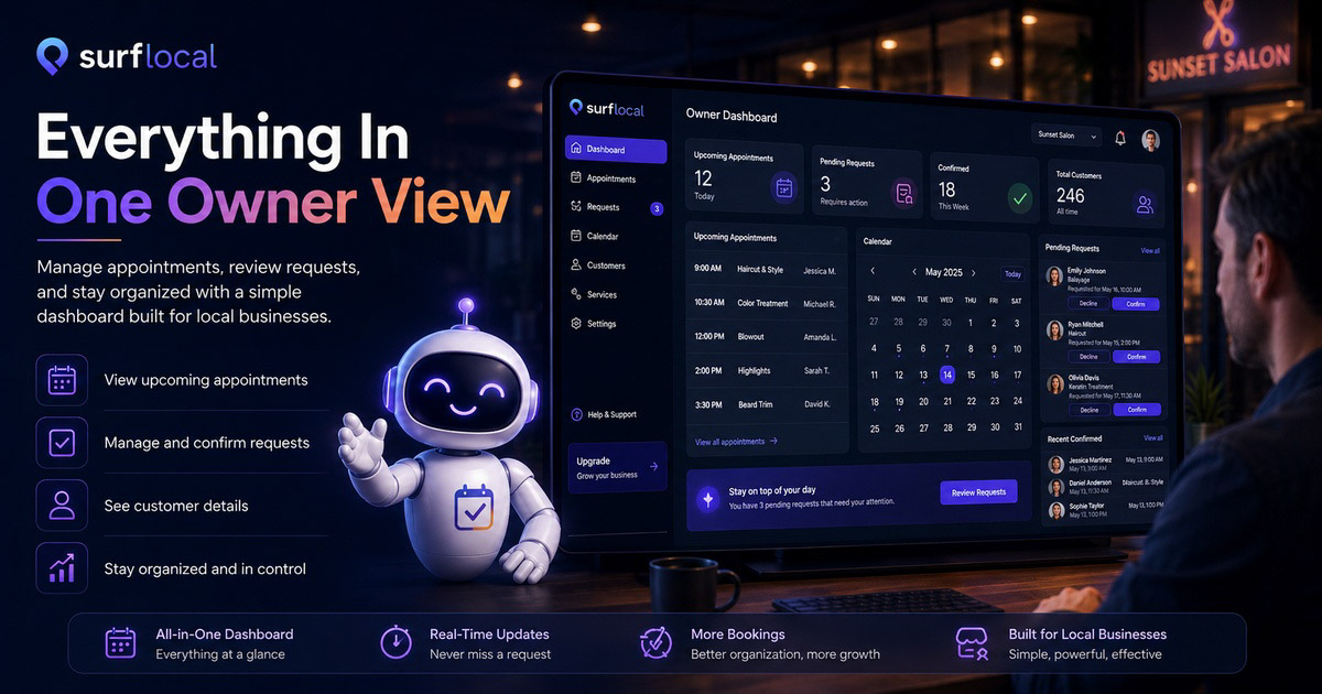 Business owner scheduling dashboard